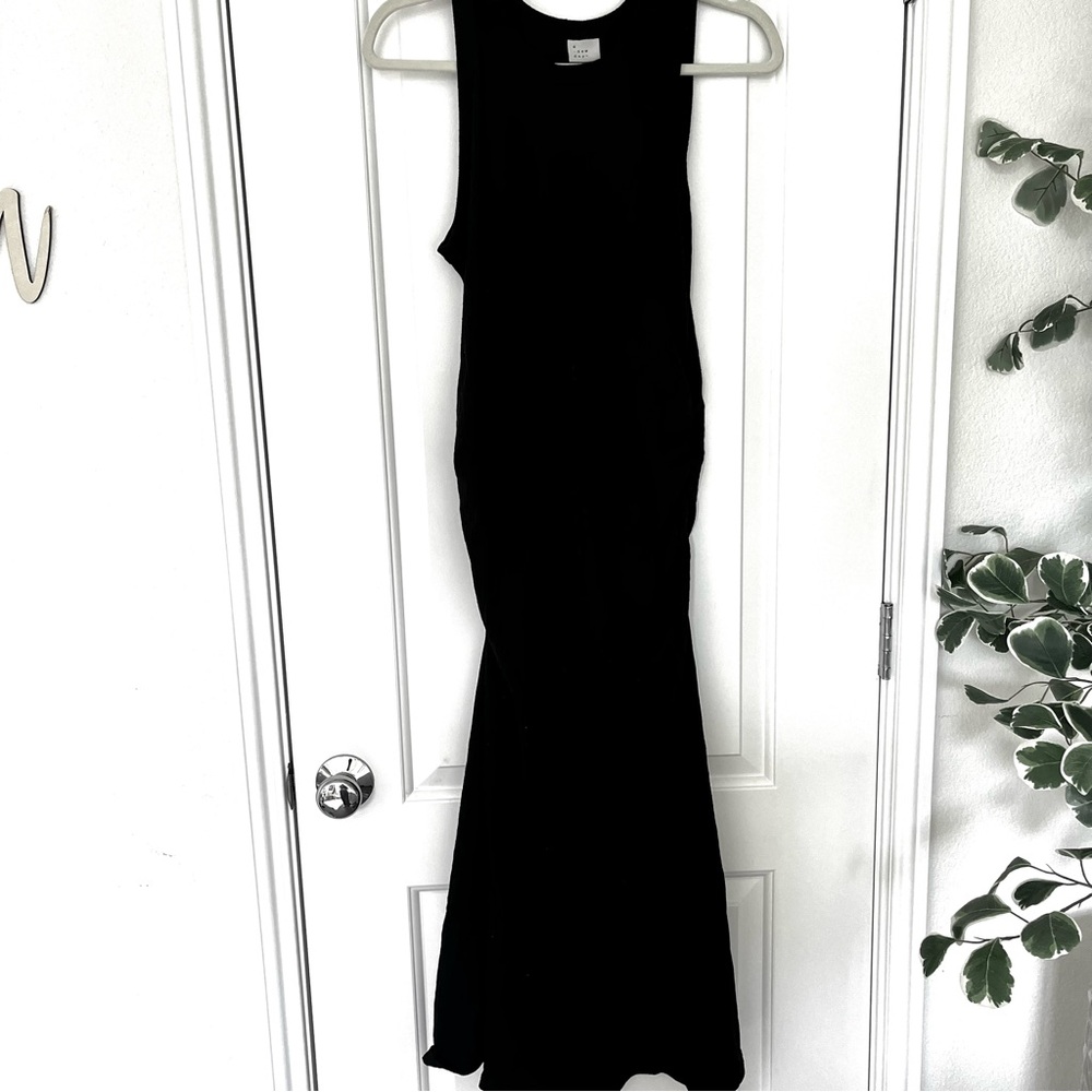 Maternity Black Side Sinched Dress Midi